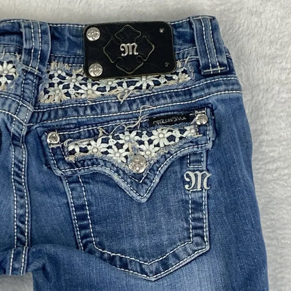Miss Me Capri Womens Low Rise Blue Denim Jeans‎ Size 28